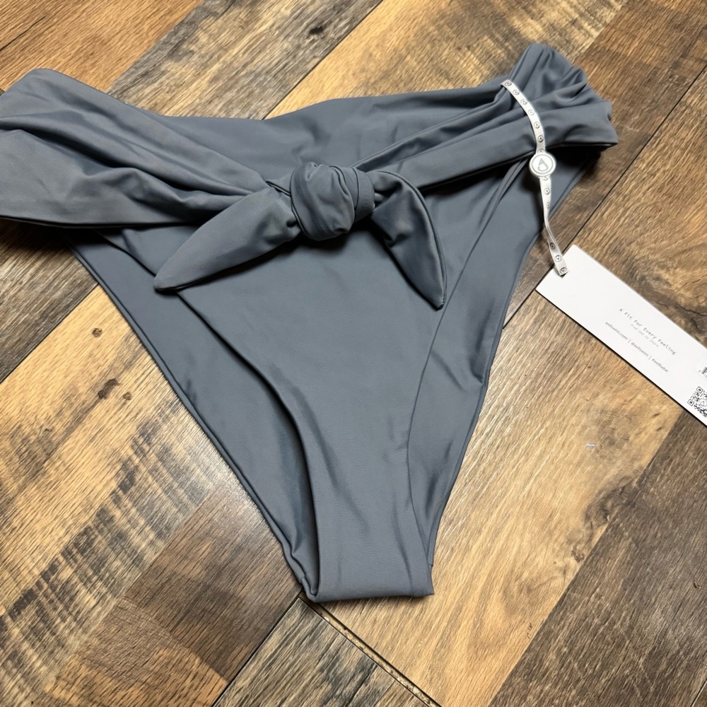 Axil Swim Gray Bikini Bottom with Middle Tie